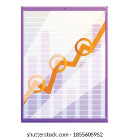 Tablet monetization graph icon. Cartoon of tablet monetization graph vector icon for web design isolated on white background