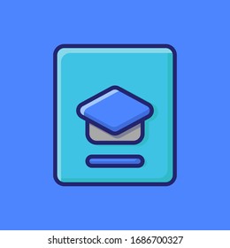 Tablet With Mortarboard Vector Icon Illustration. Flat Cartoon Style Suitable For Web Landing Page, Banner, Sticker, Background.