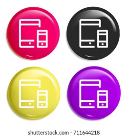 Tablet multi color glossy badge icon set. Realistic shiny badge icon or logo mockup
