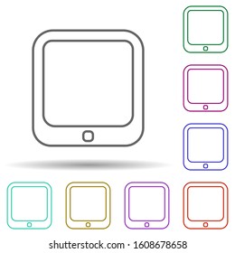 Tablet multi color icon. Simple thin line, outline vector of web icons for ui and ux, website or mobile application