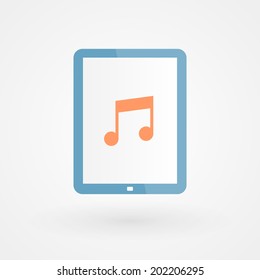 Tablet and musical note