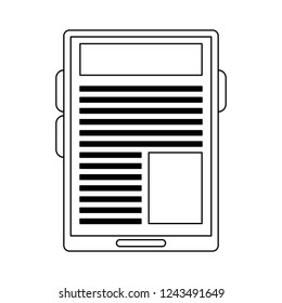 Tablet navigating internet black and white