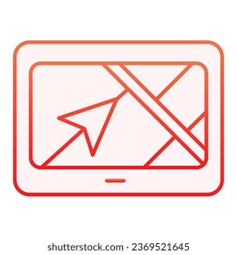 Tablet with navigator flat icon. Gps app red icons in trendy flat style. Tablet navigation gradient style design, designed for web and app. Eps 10