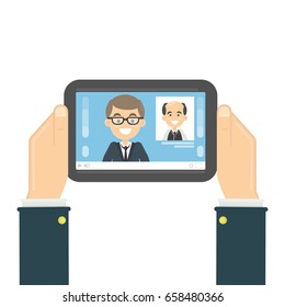 Tablet with news.
