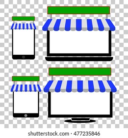 Tablet, Notebook, Smart-phone and LCD Screen, Element Design for Online Shop at transparent effect background
