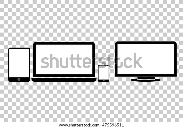 Tablet, Notebook, Smartphone and LCD Screen\
at transparent effect\
background\
