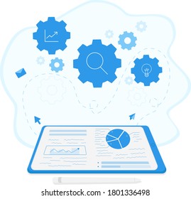 Tablet with notes. The picture shows the process of work and visualization of records and notes.
