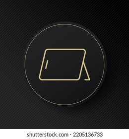 Tablet on a stand line icon. Entertainment, synchronization, sync, personal, occupation, portable, work, gadget, technology. Smart device concept. Vector line icon for Business and Advertising.