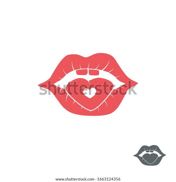舌にタブレット 唇と愛の薬 ベクターイラスト 平らなシルエット ピンク 赤 のベクター画像素材 ロイヤリティフリー