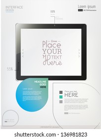 Tablet on white background with infographic elements. Vector illustration/eps 10