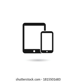 Tablet on white background, isolated with touchscreen.Vector illustration.Tablet and phone.