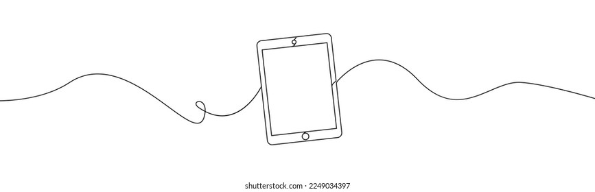 Tablet one line.Continuous one line of digital tablet. Tablet pad computer one line drawing.