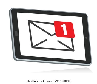 tablet with one message or email notification 