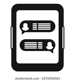 Tablet online chat icon simple vector. Group share. Business stroke