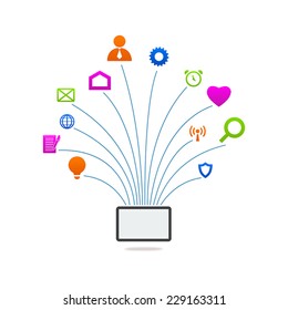 Tablet online communication icons