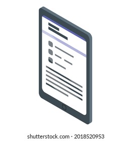 Icono de biblioteca en línea de Tablet PC. Isometric del icono vectorial de la biblioteca en línea de tableta para el diseño web aislado en fondo blanco