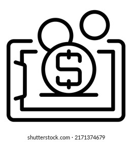Tablet online monetize icon outline vector. Data profit. Database app