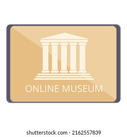 Tablet Online Museum Icon Cartoon Vector. Virtual Tour. Walk Gallery