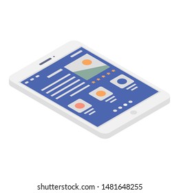 Tablet online shopping icon. Isometric of tablet online shopping vector icon for web design isolated on white background