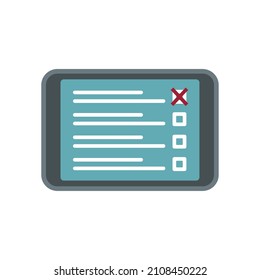 Tablet online survey icon. Flat illustration of tablet online survey vector icon isolated on white background