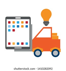 Tablet operative system under construction with settings symbols vector illustration graphic design