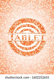 Tablet orange mosaic emblem with background