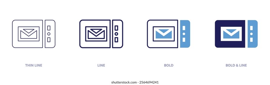 Tablet organization icon in 4 different styles. Thin Line, Line, Bold, and Bold Line. Duotone style. Editable stroke.