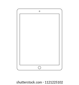 Tablet outline computer vector. Tablet outline black color eps10. Outline Tablet vector sign.