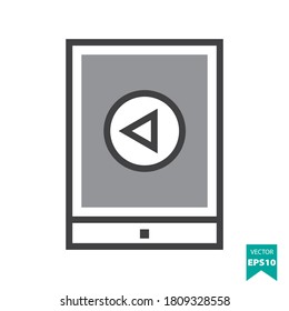 Tablet outline icon vector. Movie & Video Icon Concept. Eps10 vector illustration.