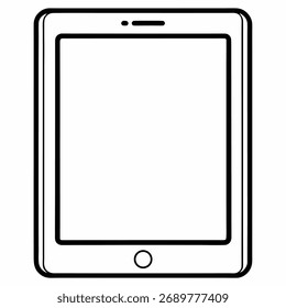 Vector de contorno de tableta sobre fondo blanco