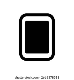 Tablette. Konturenstrichvektorsymbol mit schwarz gefüllten Details.