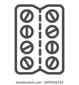 Tablet pack line icon, pharmacy concept. Vector graphics. Packaging for tablet, medicine sign on white background, outline style icon for mobile or web design