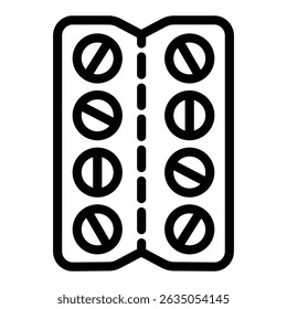 Tablet pack line icon, pharmacy concept. Vector graphics. Packaging for tablet, medicine sign on white background, style mobile or design