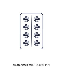 Tablet in Package Outline Icon Illustration on White Background Suitable for Medicine, Painkiller, Apothecary Icon