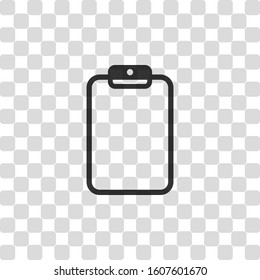 Tablet with paper. Black symbol on transparency grid