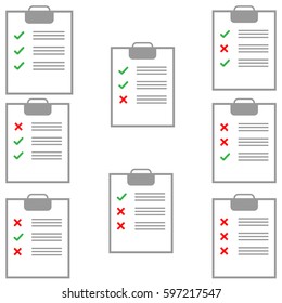 Tablet with paper with different form filling it is set icons.