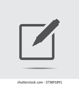tablet with paper icon, checkmark icon vector flat design