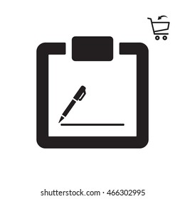 Tablet with paper icon. Flat design.