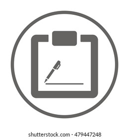 Tablet with paper icon. Flat design.