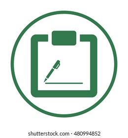 Tablet with paper icon. Flat design.