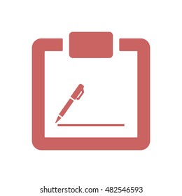 Tablet with paper icon. Flat design.