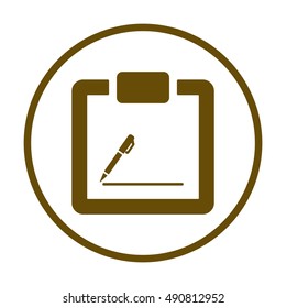 Tablet with paper icon. Flat design.