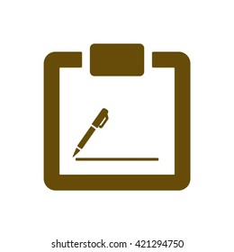 tablet with paper  icon,  isolated. Flat  design.