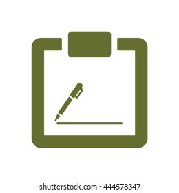tablet with paper   icon,  isolated. Flat  design.