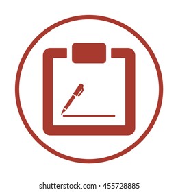 tablet with paper    icon,  isolated. Flat  design.