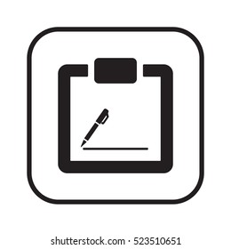 Tablet with paper  icon, isolated. Flat  design. 