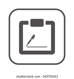 Tablet with paper  icon, isolated. Flat  design. 