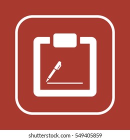 Tablet with paper  icon, isolated. Flat  design. 