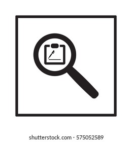 Tablet with paper  icon, isolated. Flat  design. 