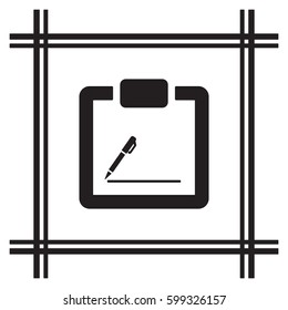 Tablet with paper  icon, isolated. Flat  design. 